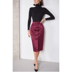 Стьобана жіноча спідниця тепла бордо ( розмір 40 - 54 XS-XXL)