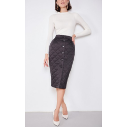 Стильна стьобана спідниця довга чорна ( розмір 40 - 54 XS - XXL)