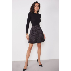 Стильна стьобана спідниця з кишенями коротка чорна (розмір 40 - 54 XS - XXL)